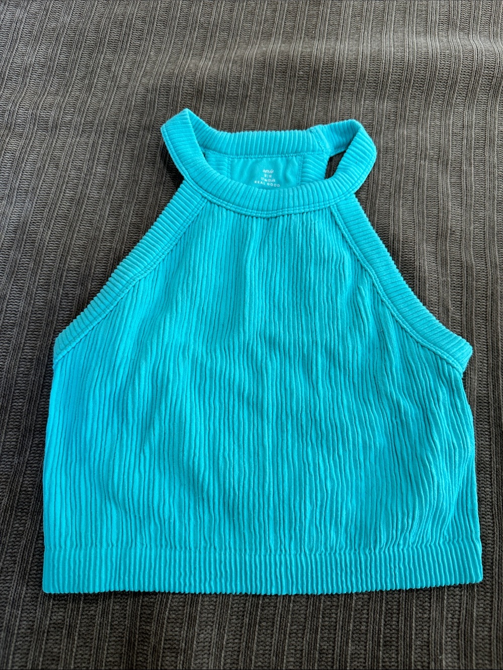Aerie Turquoise Ribbed Halter Crop Top